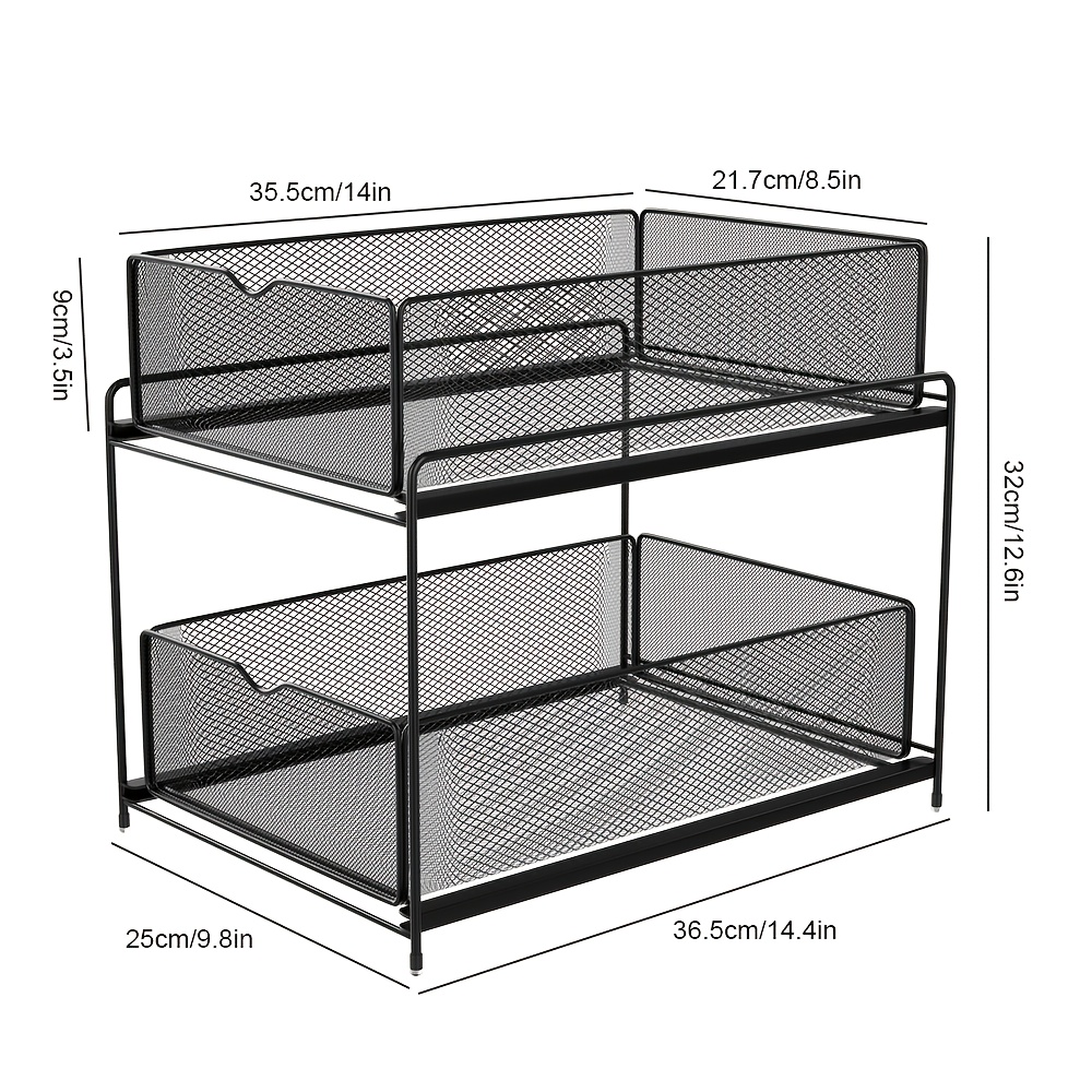 TEMU 2 Tier Pull-out Storage Rack, For Storing The Kitchen Countertop, Bathroom, Desktop, And Storing Cosmetics On The Dressing Table. With A Sturdy