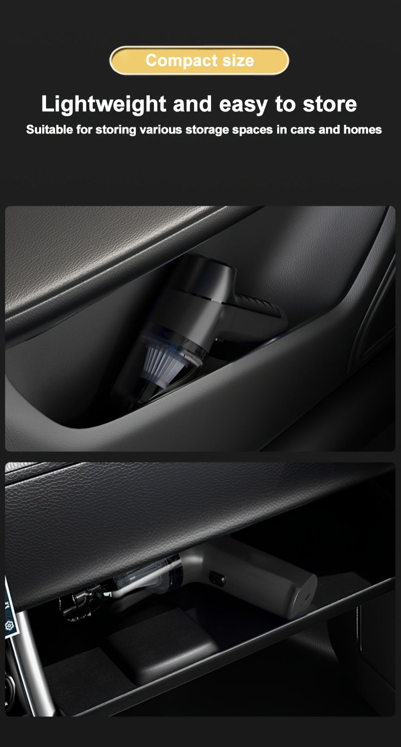 Aspiradora inalámbrica con tres funciones: succión, aspiración y soplado. Alta potencia, larga duración de batería, ideal para limpiar polvo, residuos y pelo de mascotas en casa o coche, incluye accesorios adicionales