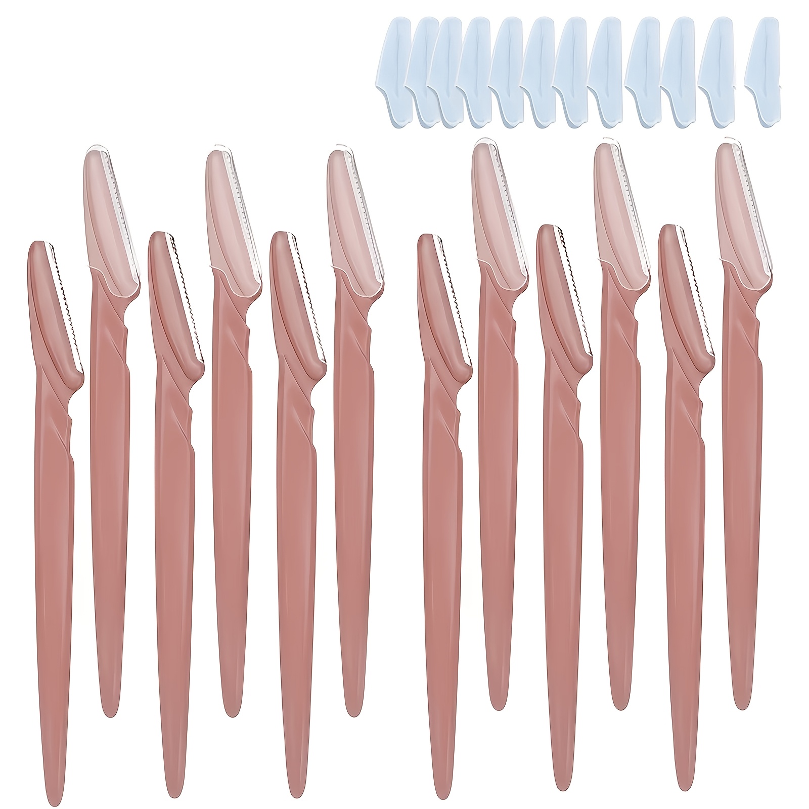 TEMU 25pcs Stainless Steel Eyebrow Razor Set, Safety Guards With Mesh, Ergonomic Protective Caps, Suitable For Men Women And Beginners, Precision