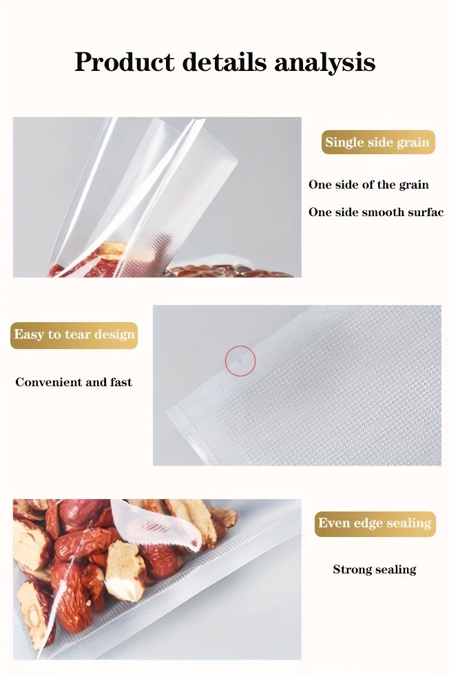 reusable vacuum sealer bags for food storage bpa free plastic diamond shaped embossed for   sealing multipurpose freezer microwave   preservation bags set of   sizes details 9