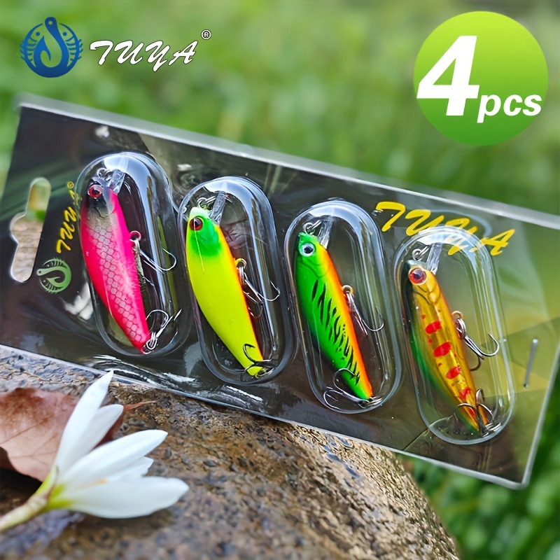 

4pcs Tuya Slow Sinking Minnow Fishing Lures - Colors, Abs Material For Hunting & Fishing, , Micro