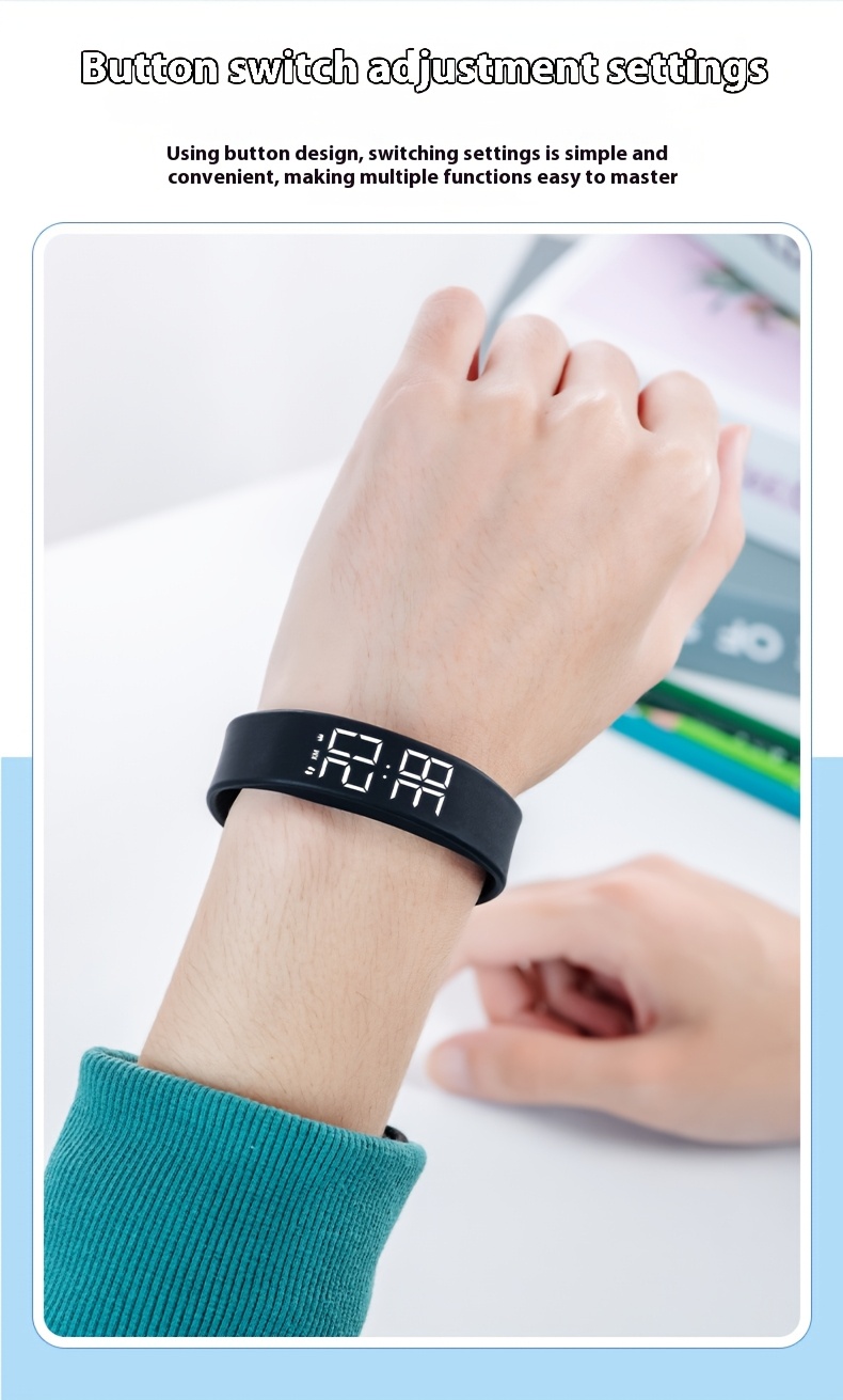 lightweight square multifunctional new led watch with usb charging time date vibrating alarm step counter stopwatch   distance   luminous display suitable for outdoor sports and cycling for men and women watch   Product details 5