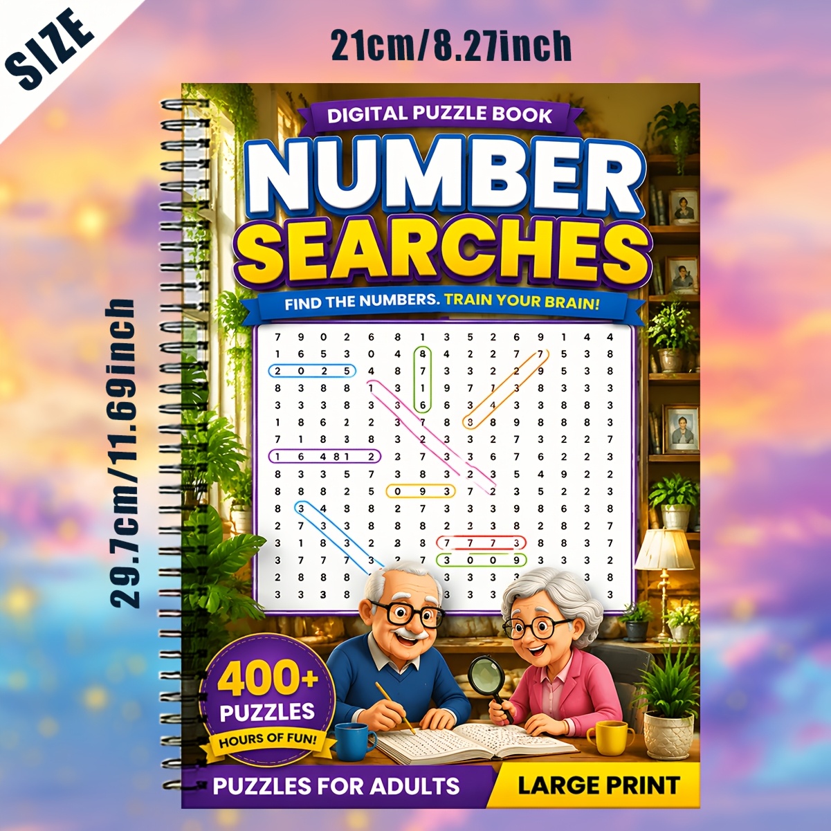 TEMU 400pcs Number Search Puzzle Book Suitable For & Seniors - Challenging With Numbered Lists, Brain Activity Book For Stress, Cognitive Training,