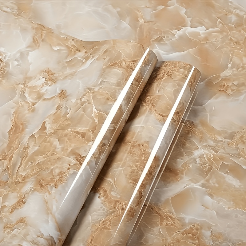 TEMU Marble Look Peel And Stick Wallpaper, Heat Resistant & Waterproof Vinyl Wrap For Kitchen Backsplash, Countertop, And Cabinets, Oil-proof