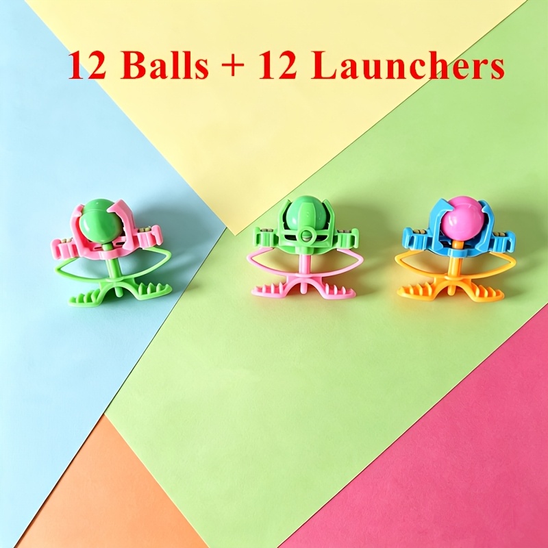 TEMU Ensemble de 24 jouets originaux et amusants de balles à par pression, comprenant 12 lanceurs + 12 balles, couleurs aléatoires, jouet interactif