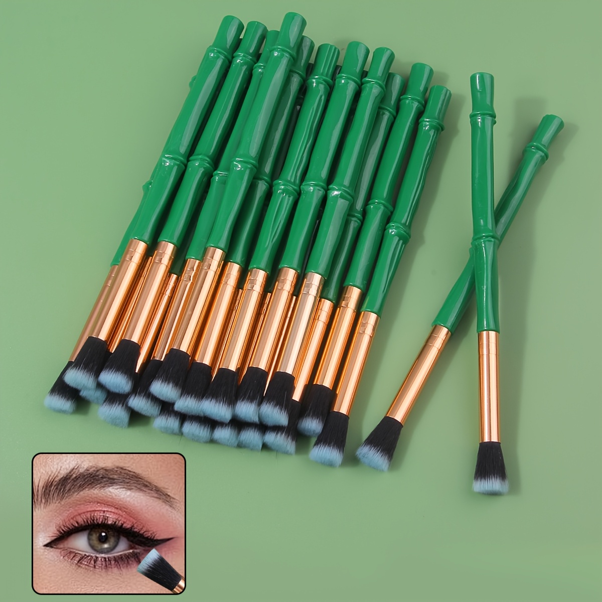 Image of 20pcs Green Eyeshadow Brushes Eyebrow Brushes Makeup Brushes Soft Under Eye Blending Brushes Multifunctional Beginner Portable Beauty Tools