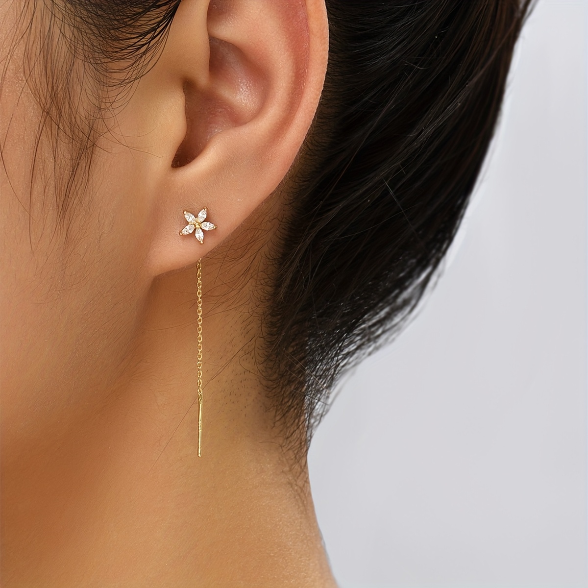 1 Pair Middle Eastern Spring/summer Vintage Inlaid Synthetic Cubic Zirconia Flower Women' Vacation Banquet Accessory