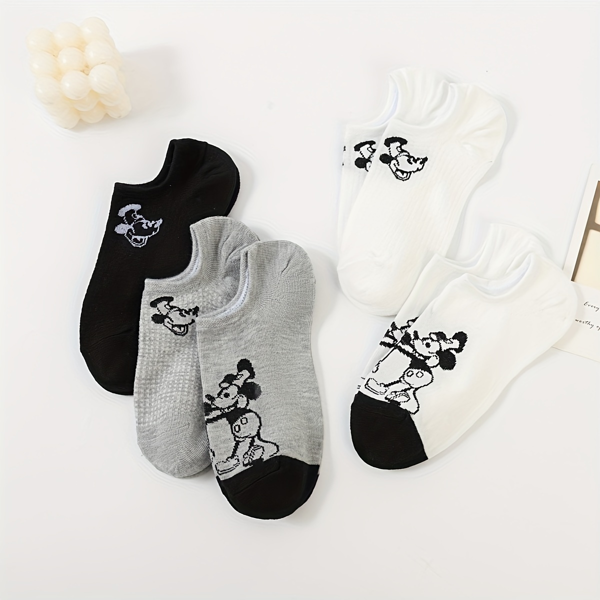 TEMU 5 Pairs Cartoon Mouse Pattern Girls Socks Low Cut Crew Breathable Comfy Casual Socks Simple Style Fashion Socks