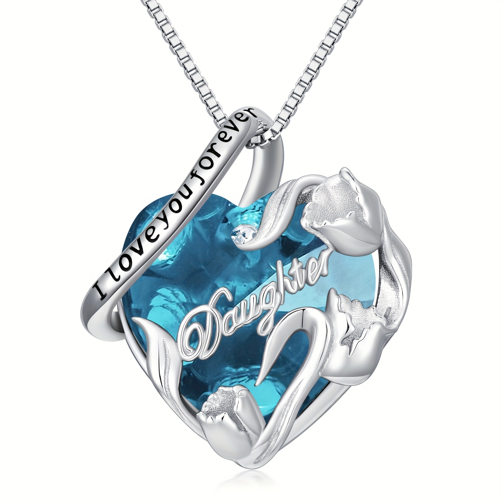 Sterling Silver 12 Birthstones Artificial Necklace Flower