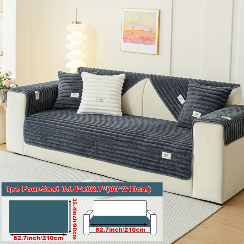 TEMU 1 Coussin de canapé en peluche épaisse, Style moderne et facile, Housse de canapé toutes saisons, Housse anti-pertes pour animaux de compagnie,