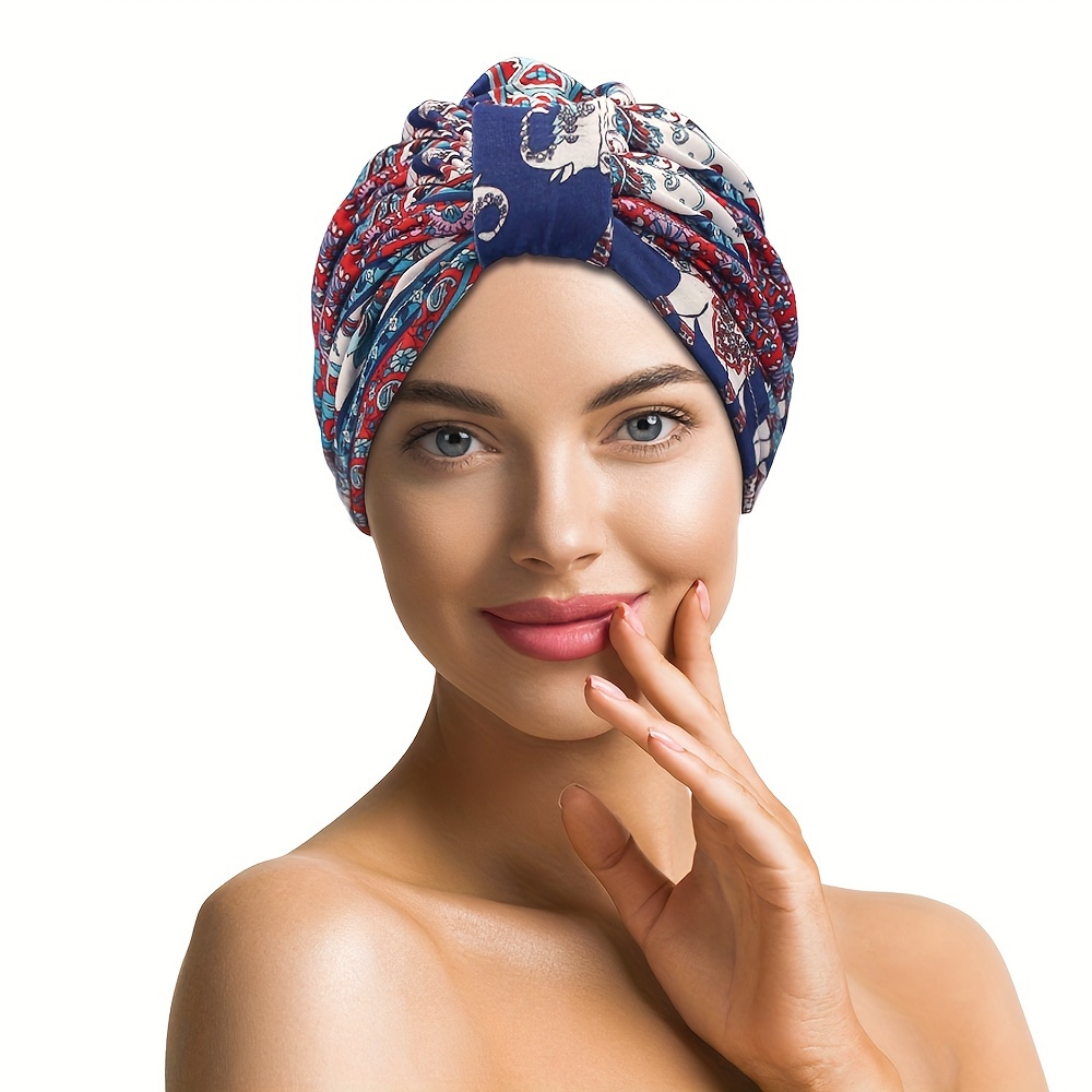 summer womens pattern hair bonnet hat double - Temu display picture 3