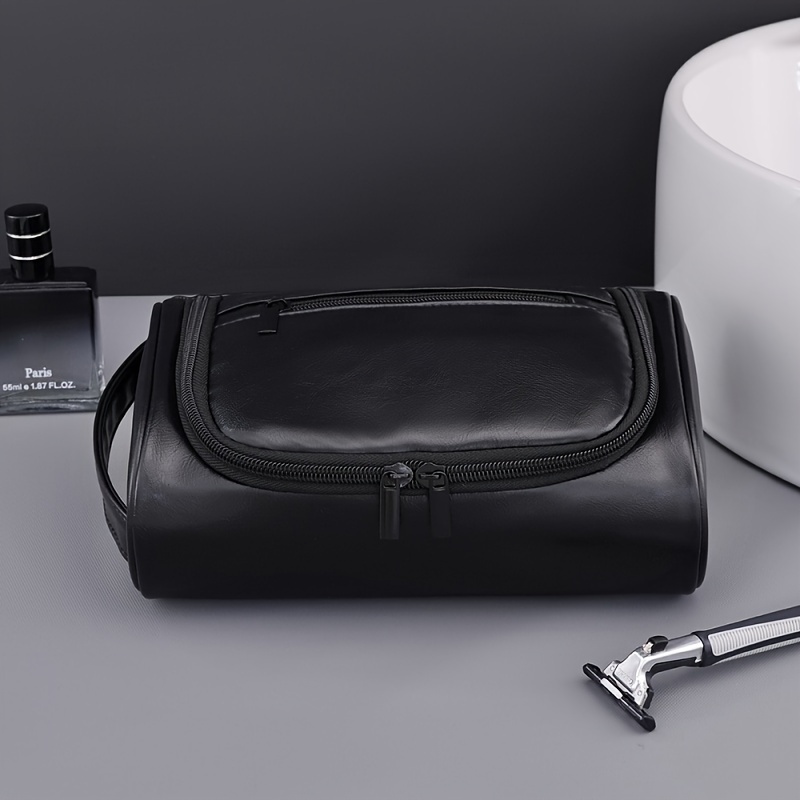 Kosmetiktasche Aus PU-Leder, Wasserdicht, Mit Reißverschluss & Vielen Fächern – Kulturbeutel Für Reisen & Make-up (schwarz)