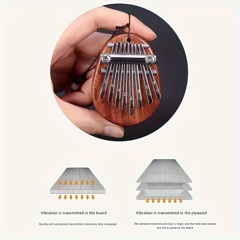 8 Keys Mini Kalimba High Quality Exquisite Finger Thumb Piano Marimba Music Good Accessory Pendant Gift, Christmas and Halloween Gift, Thanksgiving Gift