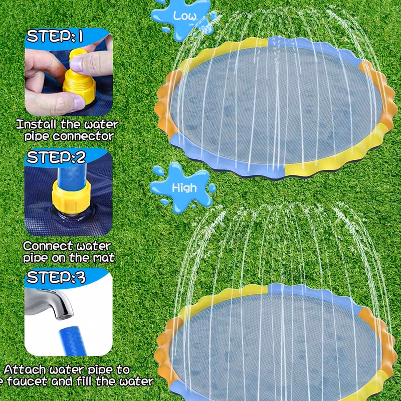 124 oversized non slip water play mat for children and pets outdoor sprinkler mat 0 5mm thickened tear resistant pvc water toy for pool for family in the backyard Product details 2