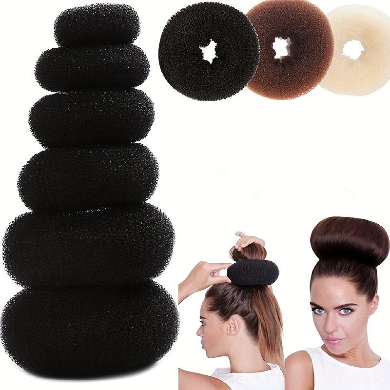 

Elegant Nylon Hair Donut Bun Maker - Diy Styling Tool For Women, Sizes S-xl, Black