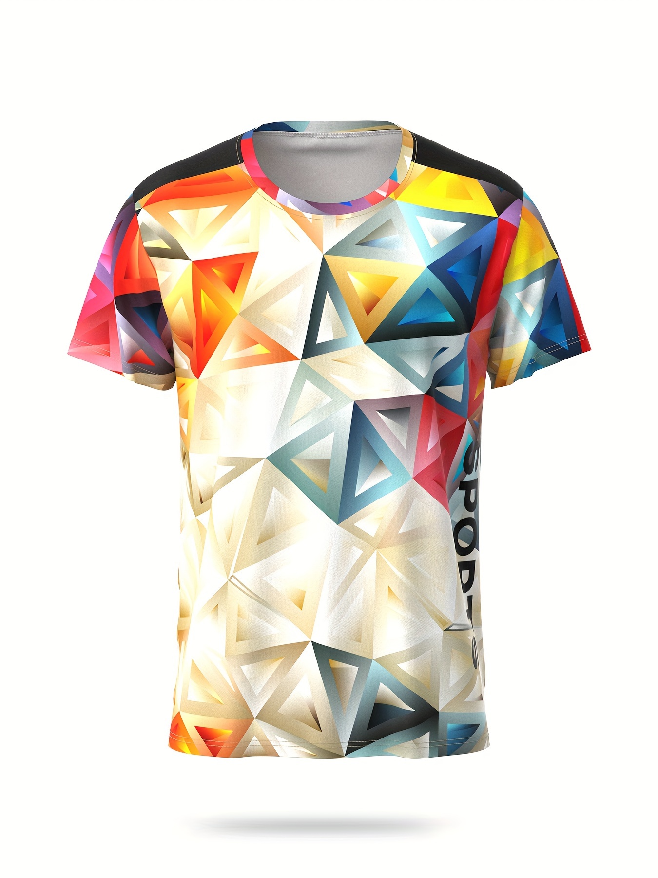 mens quick dry athletic t shirt moisture wicking performance tee with sports tee text graphic non see through fabric for gym running hiking   washable workout shirt   yellow orange gradient   gift for men sports t shirt gym apparel geometric print top breathable fabric