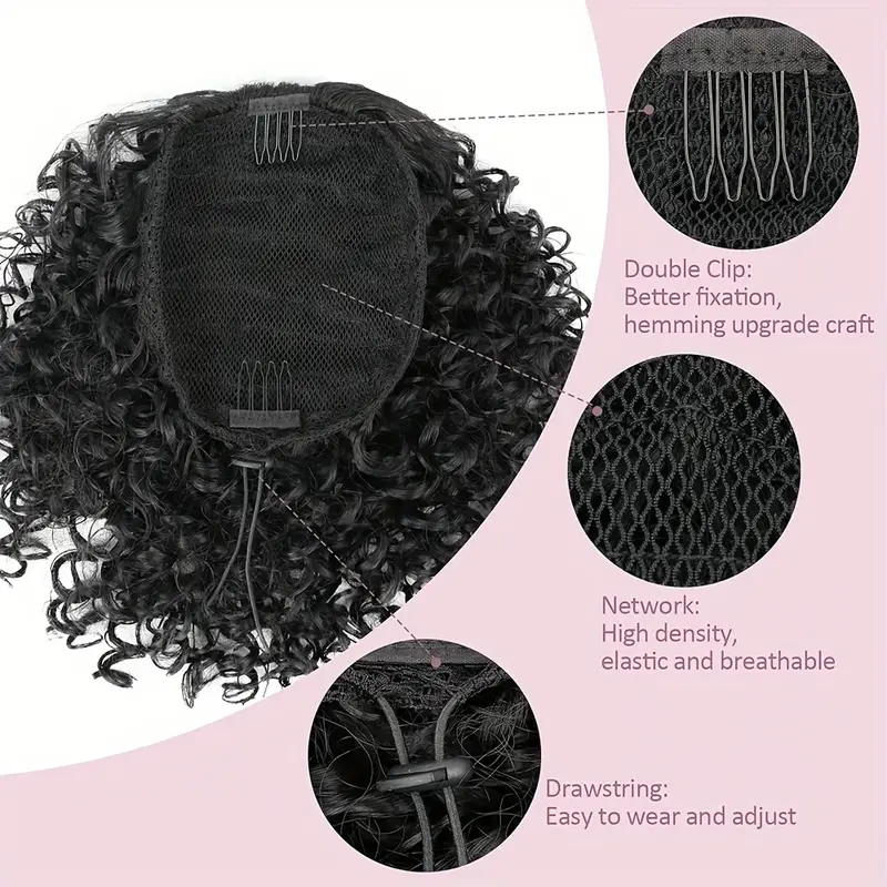curly ponytail extension for women drawstring ponytail hair extensions 12 inch synthetic pony tail mix ponytail with 2 clips hairpiece for daily party details 1
