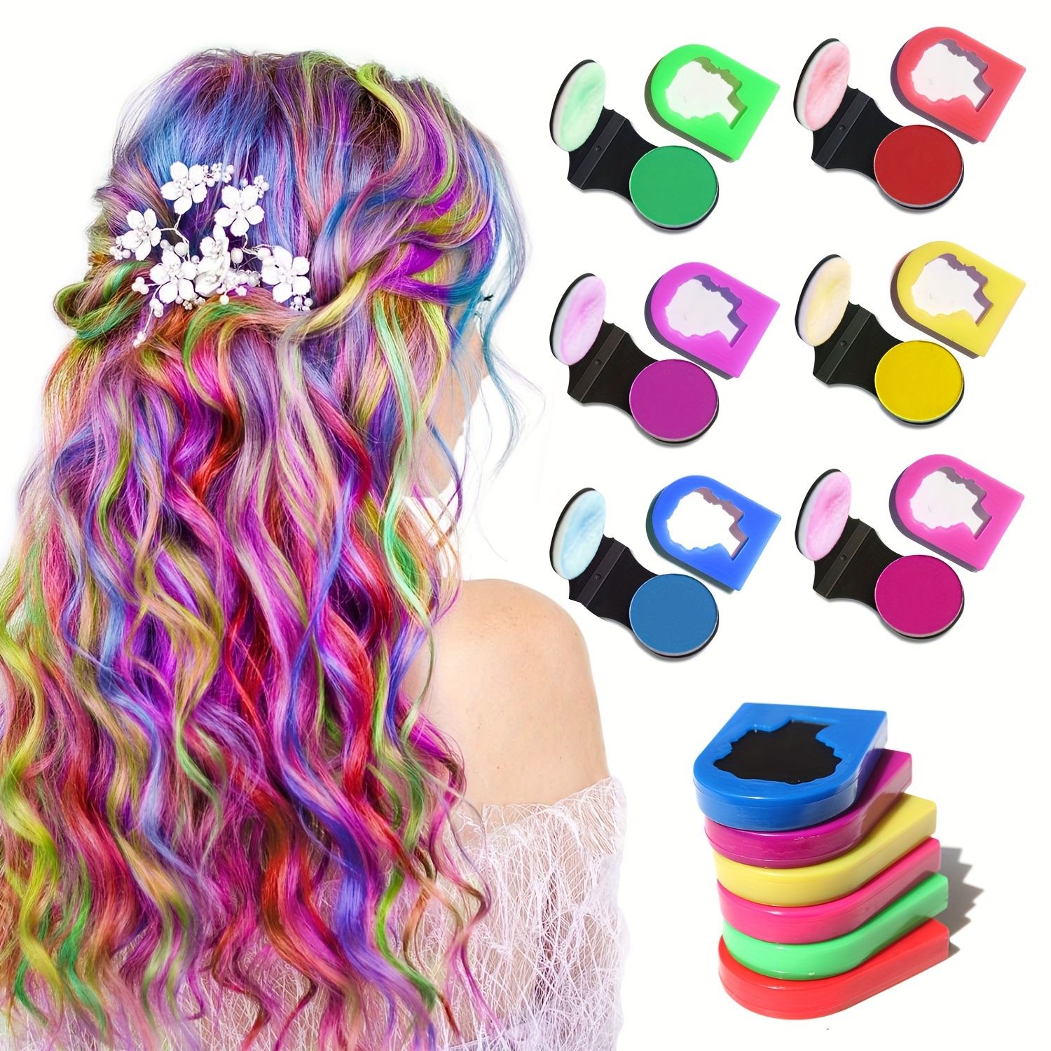 6pcs set hair chalk non sticky washable hair dye hair chalk for girls with dark hair blonde vibrant temporary hair color for parties   out with shampoo Product details 0