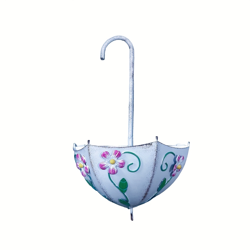 E-shop schicker, an der Wand montierter Regenschirm-förmiger Blumentopf aus Metall, Blumentopf im Landhausstil aus Metall zum Aufhängen, Blumentopf