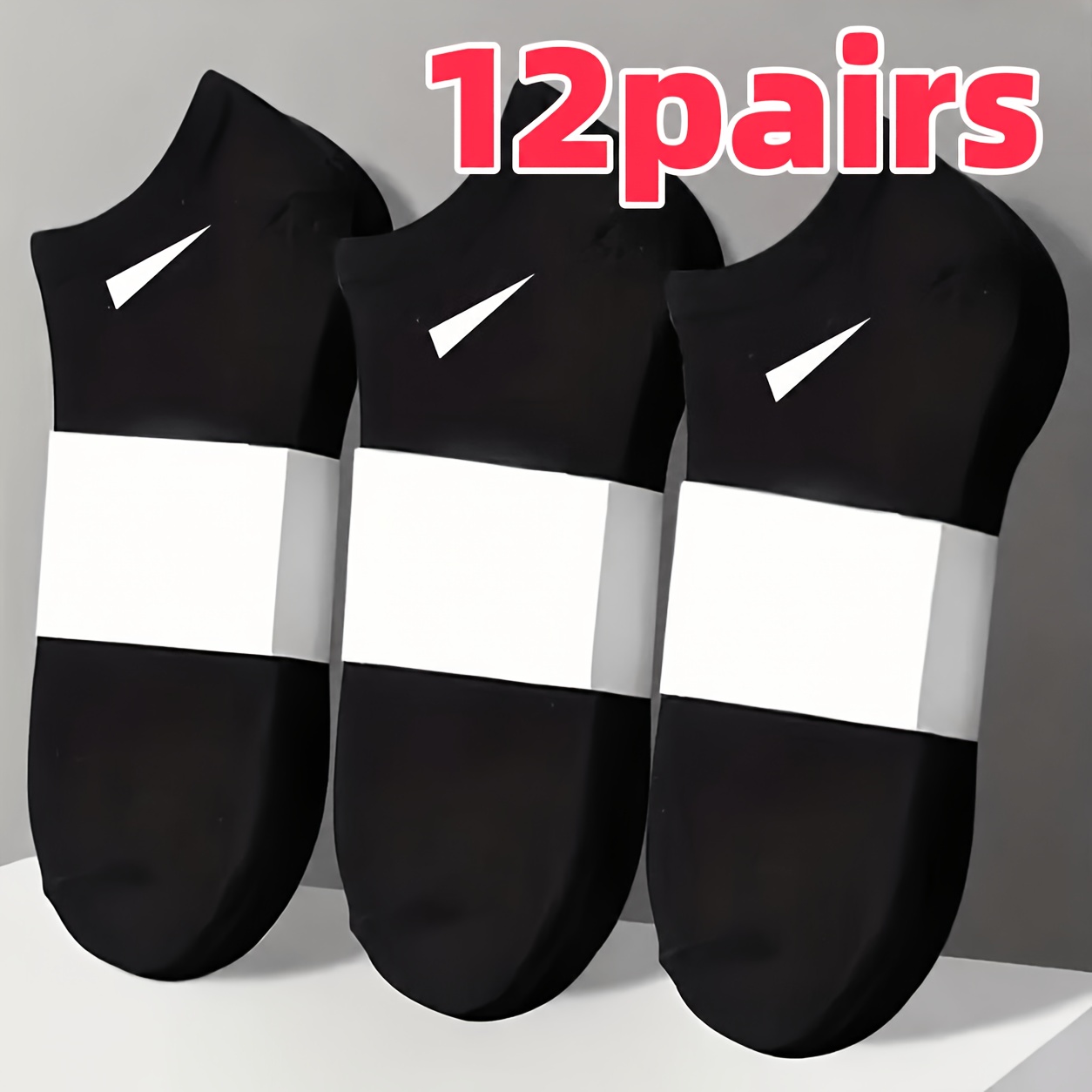 TEMU 12-pair Men's Plus Size Versatile Casual Socks In Black, White, And Gray, Simple Sporty Design, Soft And Breathable For Daily And Formal Wear,