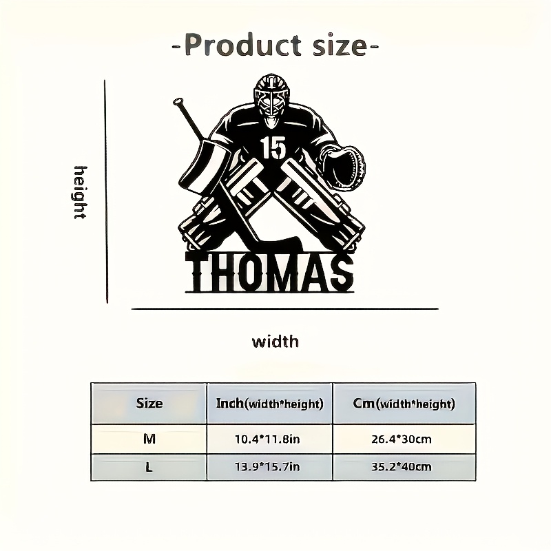 TEMU Décoration Murale de de But de Hockey Personnalisée - Nom et Numéro Personnalisés - Décoration pour Maison, Bureau ou Salle de Douche - Cadeau
