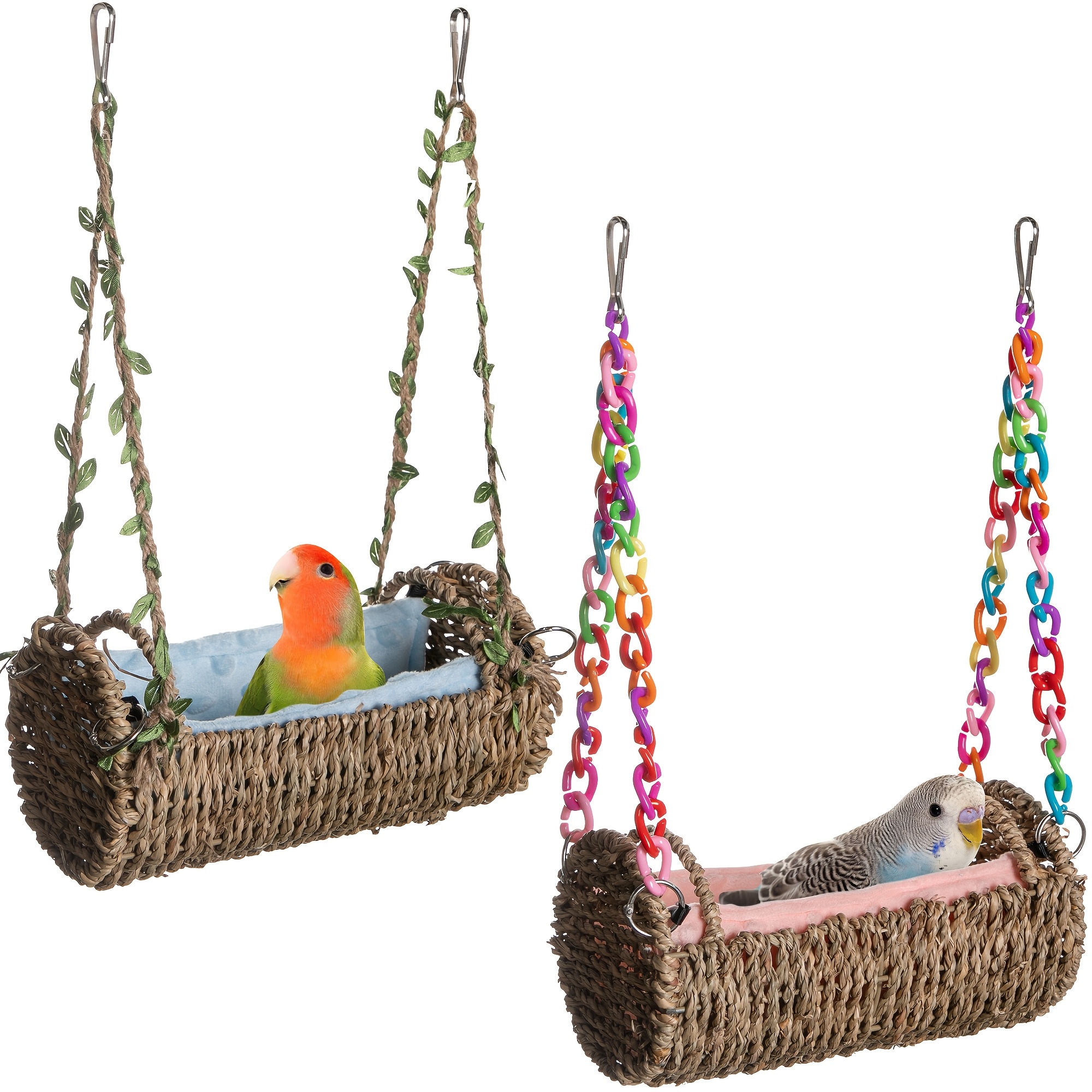 

Zeruprin Parrot Nest With Cushioned Pad - Rattan Woven Swing Toy For Birds, Ideal For Budgies & Cockatiels