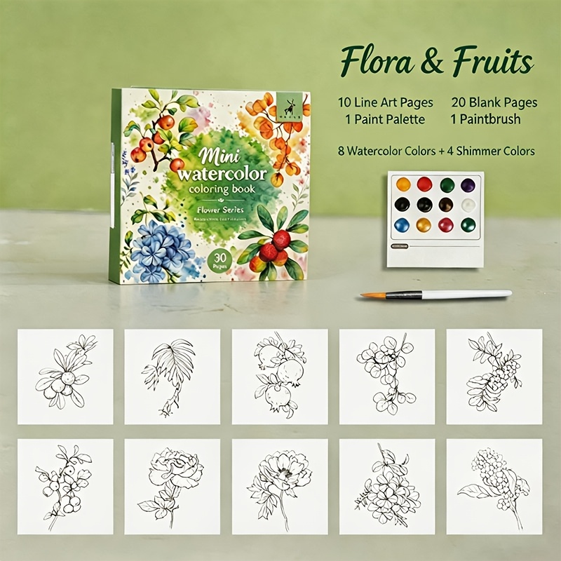 TEMU Carnet de aquarelle pour adulte, 1 livre avec pigment , carnet d'aquarelle de poche pour coloriage créatif et relaxant, journal d'art relaxant