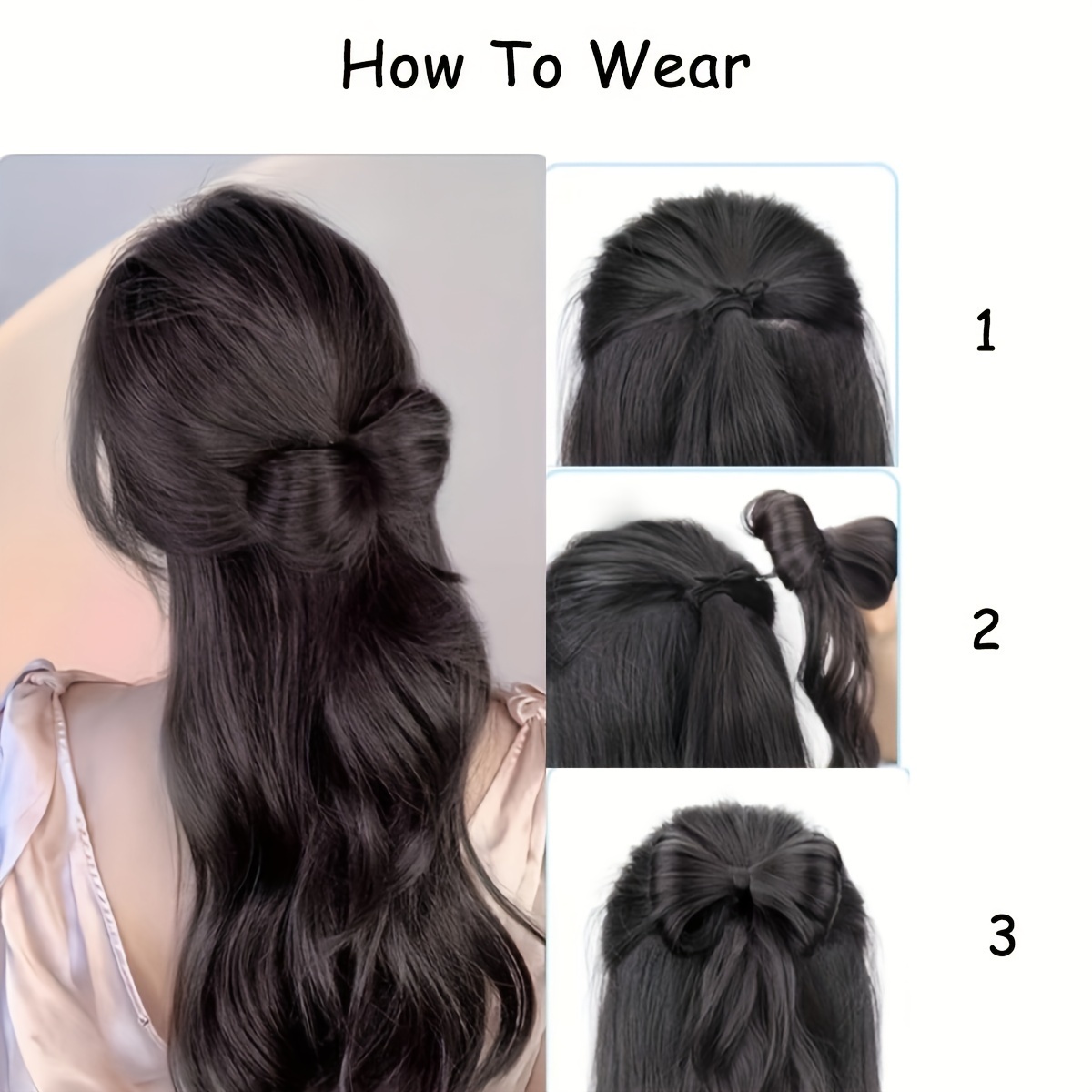 14 inch wavy half bow clip in synthetic high heat resistant hair extension for daily wear to add volume Product details 5