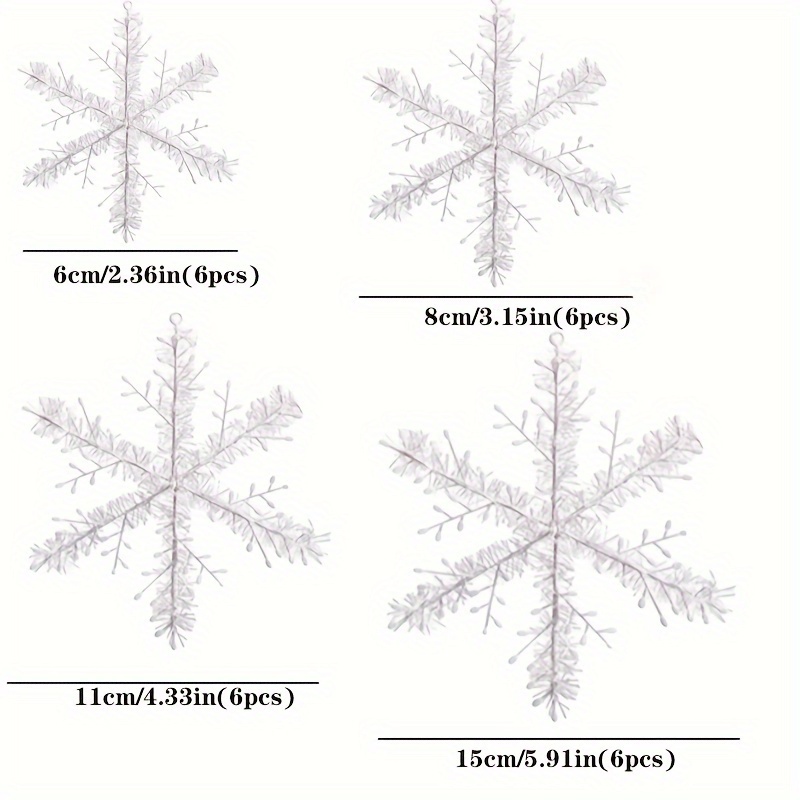 TEMU Lot de 24 décorations de Noël de de neige pour , hôtel, fenêtre - Ornement de Noël de neige blanc 2,36 pouces, 3,15 pouces, 4,33 pouces - 5,91