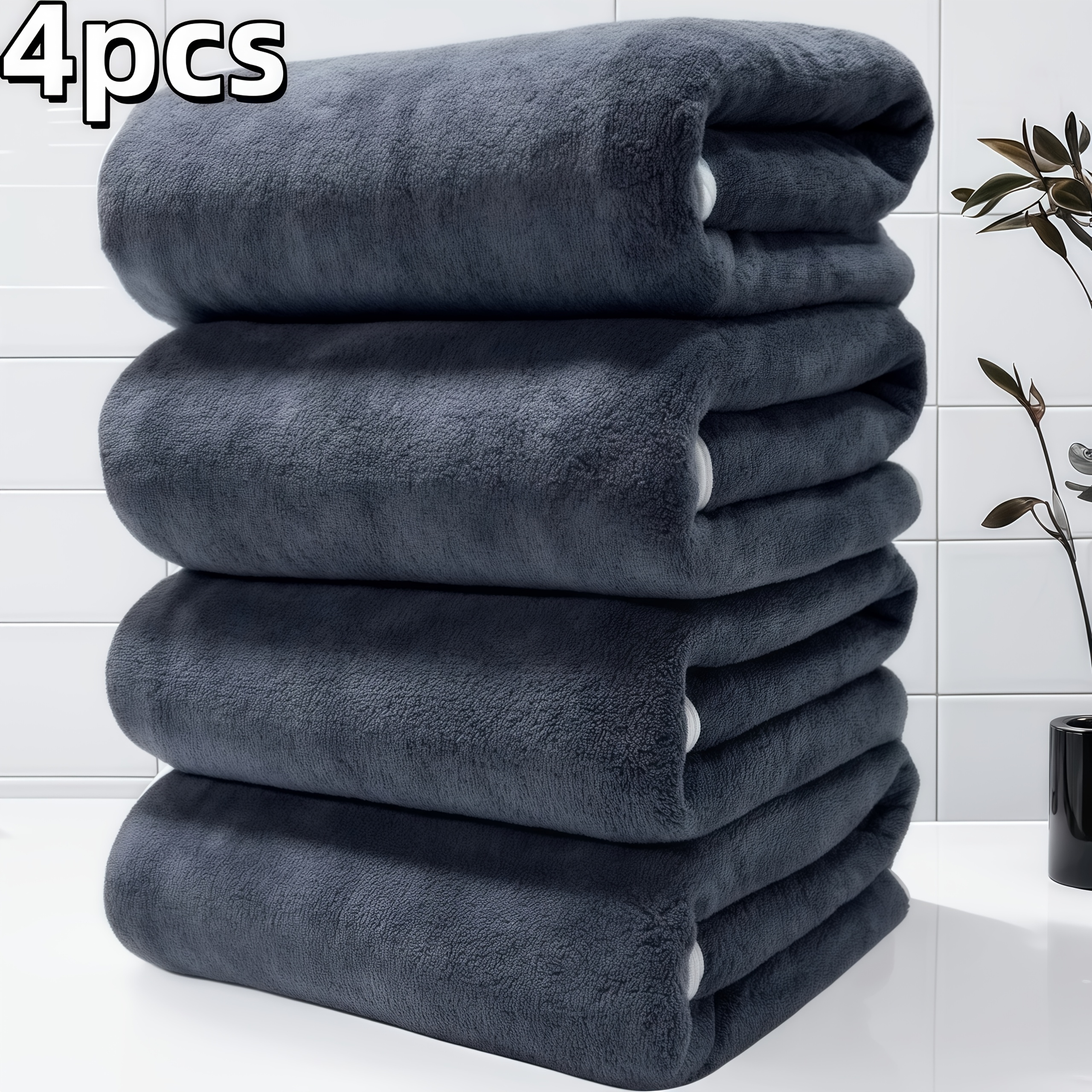 TEMU 4pcs Towel Set, Size 27.5 X 55.1 Inches, Quick-dry, Fast Absorbent, Lightweight, Suitable For Home, Hotel And Spa, Camping Towel Set, 80%