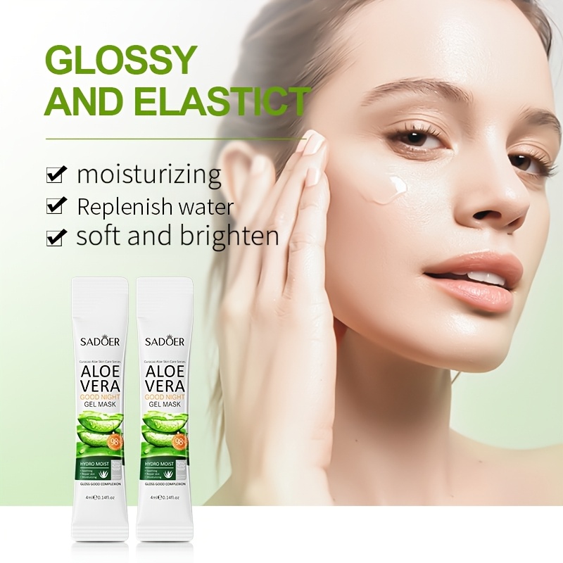 SADOER 20pcs Aloe Goodnight Gel Mask, Sleep Mask, Containing Aloe Vera Extract, Designed for Facial Care, Hydration, Brighten, Moisturizing. No-rinse, Small Strip Packaging. Gentle and Non-irritating, It Serves as an Ideal Travel Companion, Skincare - Image 3
