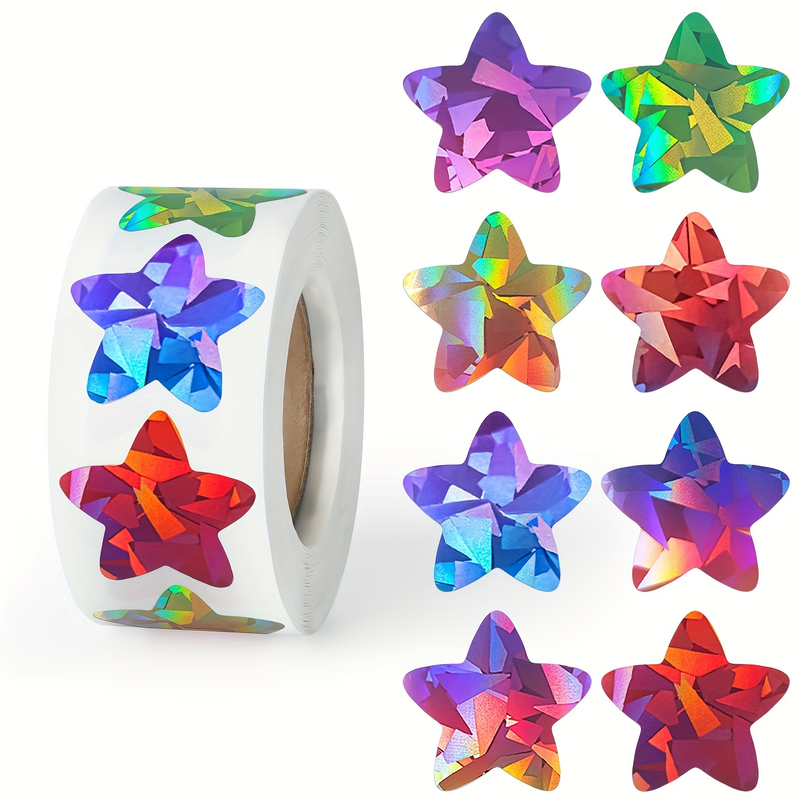 

500 Stickers, 1 Inch 8-color Holographic Star Stickers For , Suitable For Diy, Crafts, Behavior Charts, Planners, School And Classroom Teacher Supplies, Party Favors, Party Supplies