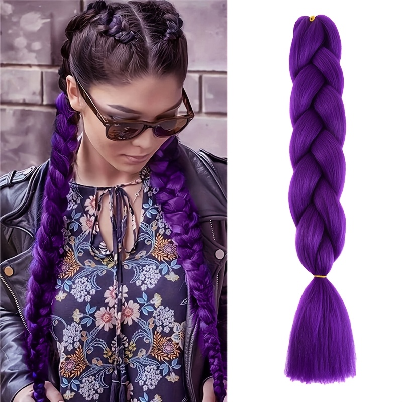 TEMU 1pc/100g 56cm Synthetic Glowing Twist Braids Hair Extensions - Ombre Color Transition Jumbo Braids For Halloween Christmas Ponytails Unisex All