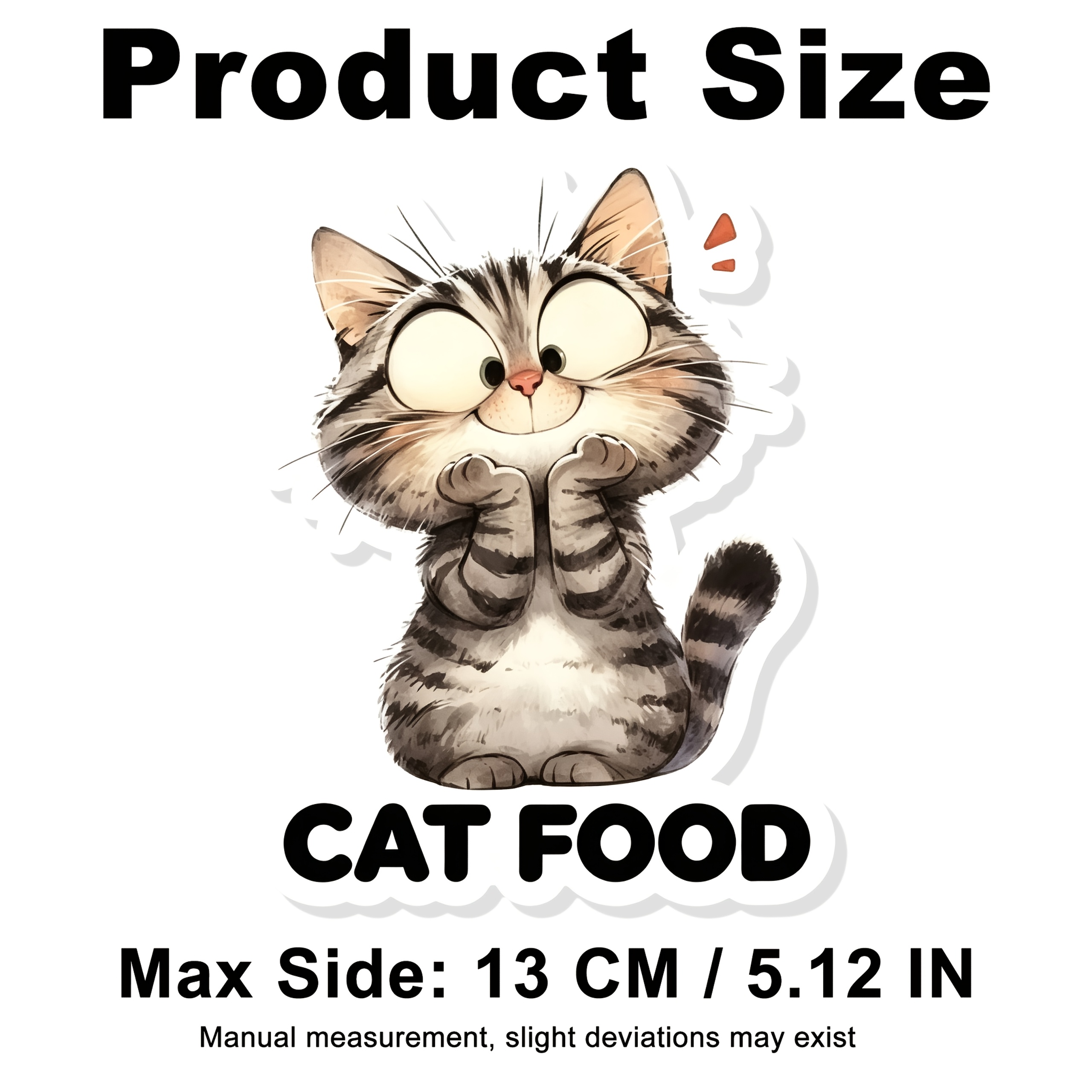 TEMU Cute Cheek-cupping Cat Food Label Sticker, Watercolor Style Self-adhesive Removable Pet Storage Decor Decal, Sweet Cartoon Kitty Sticker For