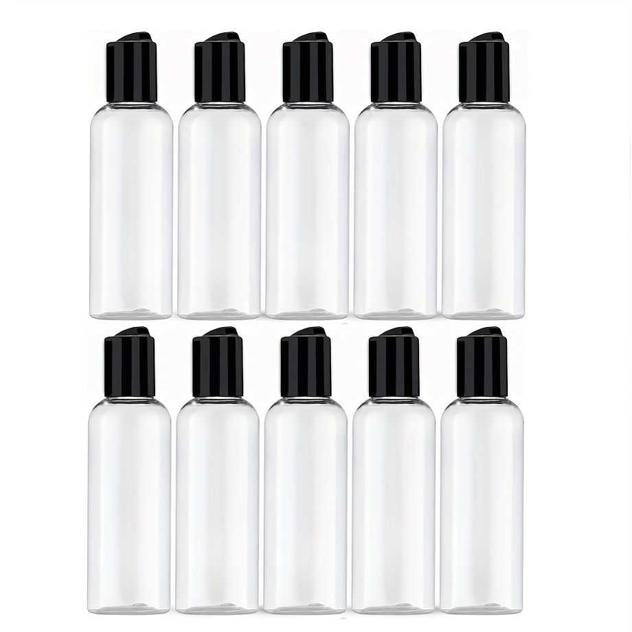 TEMU Lot de 10 flacons de voyage en plastique transparent de 200 ml/6,68 oz avec bouchons à clapet de disque - Contenants d'bagage approuvés par la