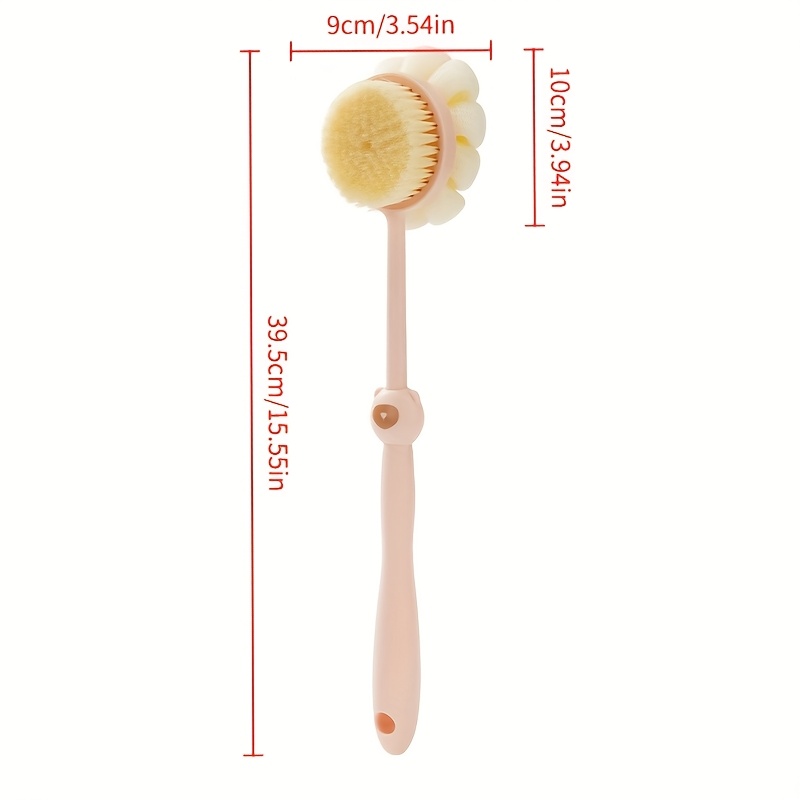 little bear bath brush a dual sided soft bristle back scrubber with a long handle   home use and bathing Product details 4