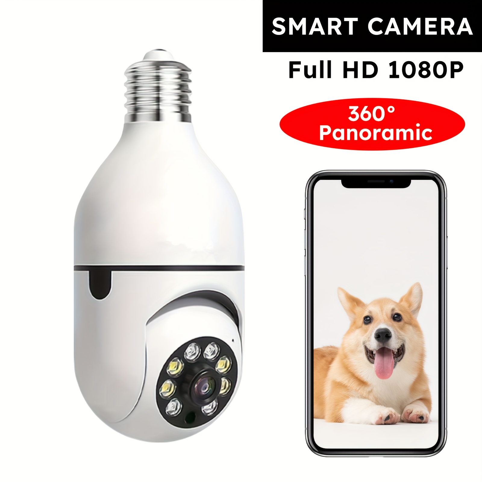 

Hd 1080p Wifi Light Bulb Security Camera - Wireless, 360° View, Motion Detection, Night Vision, Screw-in E27 Base For Indoor/outdoor Use - Safety Gift, Christmas Gifts, Home Security, Safe Cam