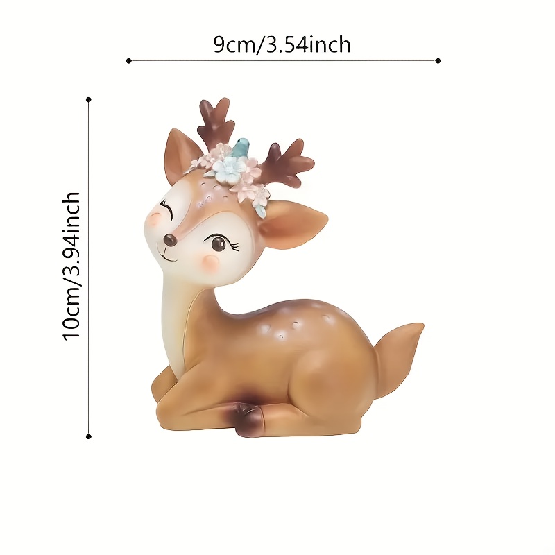 E-shop Bezaubernde -Hirsch-Statue - Mini-Harz-Weihnachtsdekoration mit Blumenkrone, Lächelnde Hirschfigur für Innen- & Außenbereich, für Zuhause, Auto