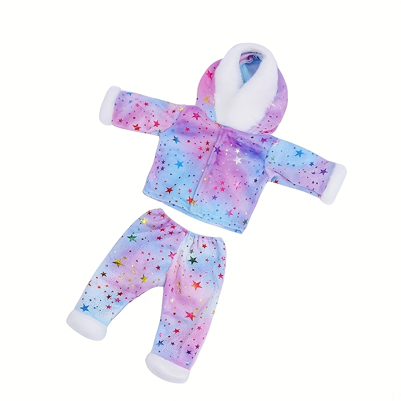Suitable For 17-inch Toy Doll Clothes, Exquisite Five-pointed Star Plush Two-piece Set - Perfect Christmas Gift (doll Not Included)