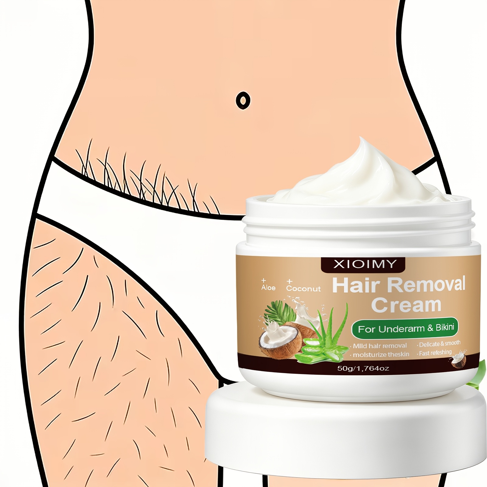 single use lasting smoothness for 6 months 50g coconut scented depilatory cream long lasting and fast gentle and   for chest legs     suitable for men and women easy hair removal instant depilation