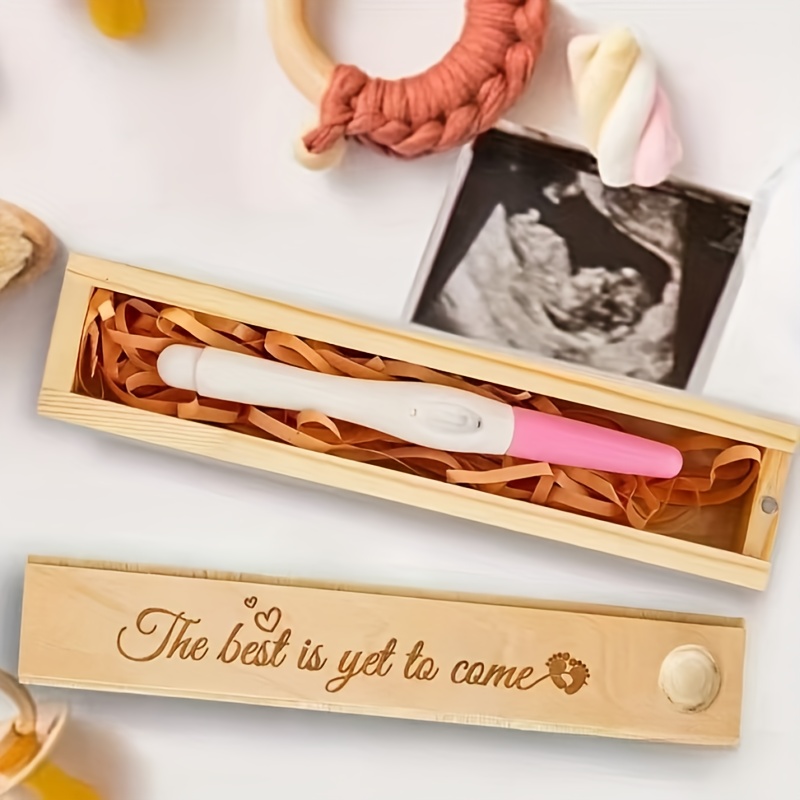 Image of 1pc Of A Creative Display Box For Pregnancy , Designed Without A Pregnancy Test. This Wooden Memory Box Is Perfect For Storing Jewelry And Keepsakes Related To Pregnancy