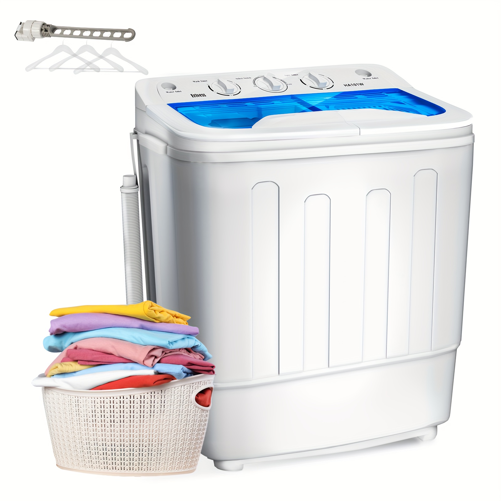 

18lbs Compact Mini Twin Tub Washing Machine With Drying Rack, 11lbs Washer Mini Compact Laundry Machine And 7lbs Spinner, Convenient And Efficient For Dorms, Apartment