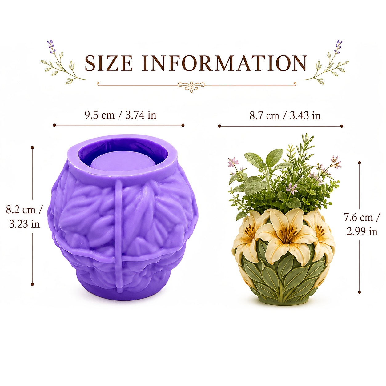 TEMU Resin Silicone Mold Compatible For Diy Lily Flower Pots, Vases & Candle Cups - 3d Lily Embossed Mold With Irregular Flower Pot Shape, Cement