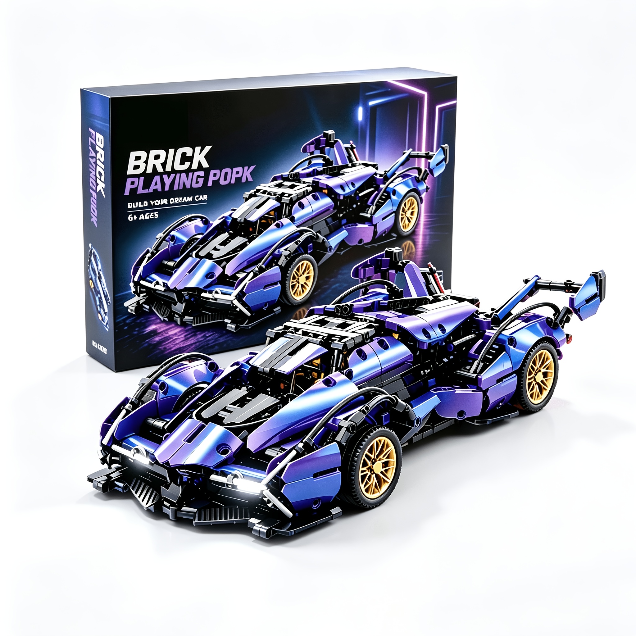 Image of 1288pcs Colorful Sports Car Building Blocks Set, Puzzle Assembly Toy, High Difficulty Model, Home Bedroom Decoration, Perfect Gift For Birthday, Day, Halloween, Thanksgiving, Christmas