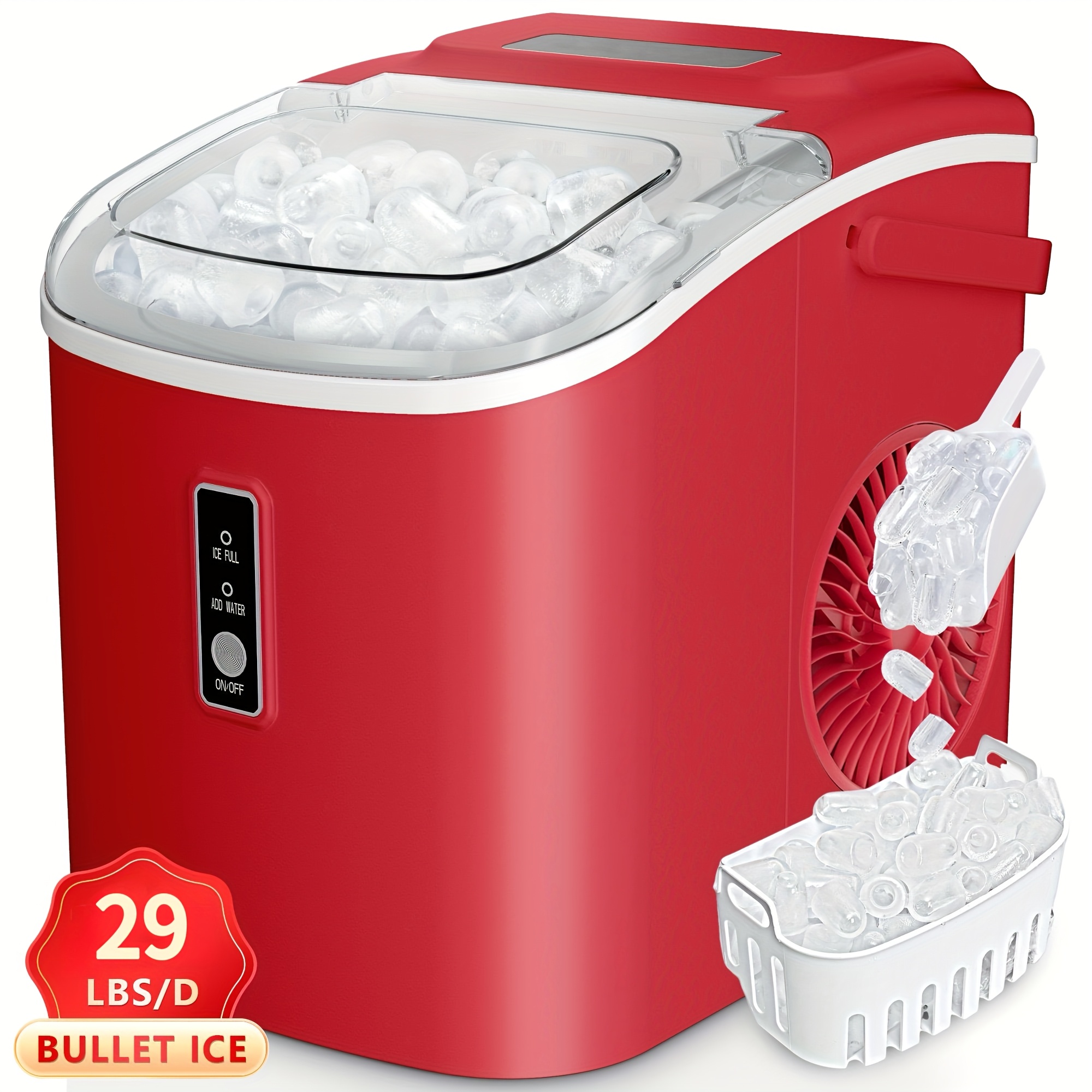 TEMU 26 Pound Ice Machine And Mini Refrigerator, Compact And Portable, Self-cleaning Ice Maker With Ice Scoop And Basket, Perfect For , Camping,