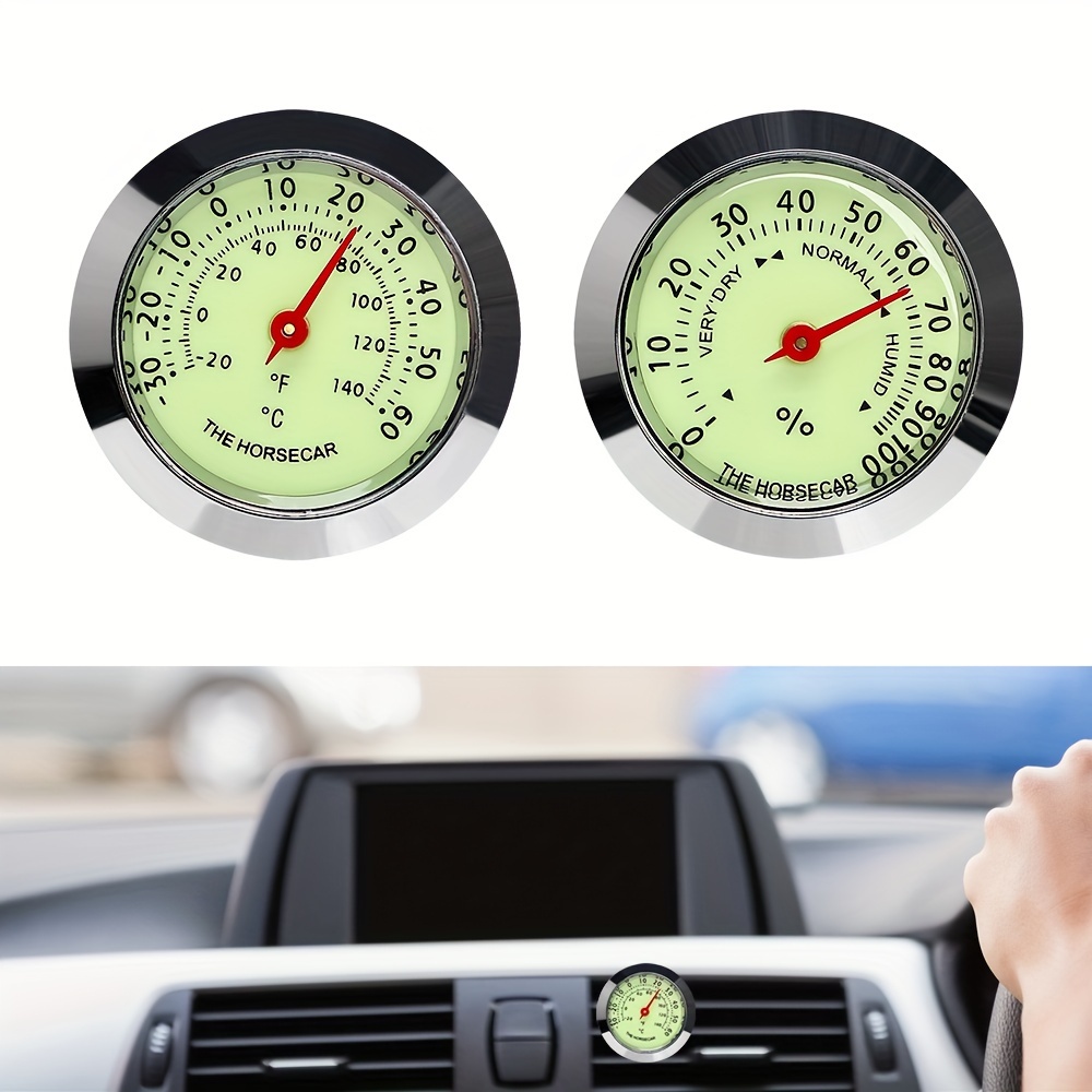 

Luminous Dashboard Thermometer Hygrometer, Metal Car Interior Decoration With Air Vent Clip For Automobile, Truck, Accessory