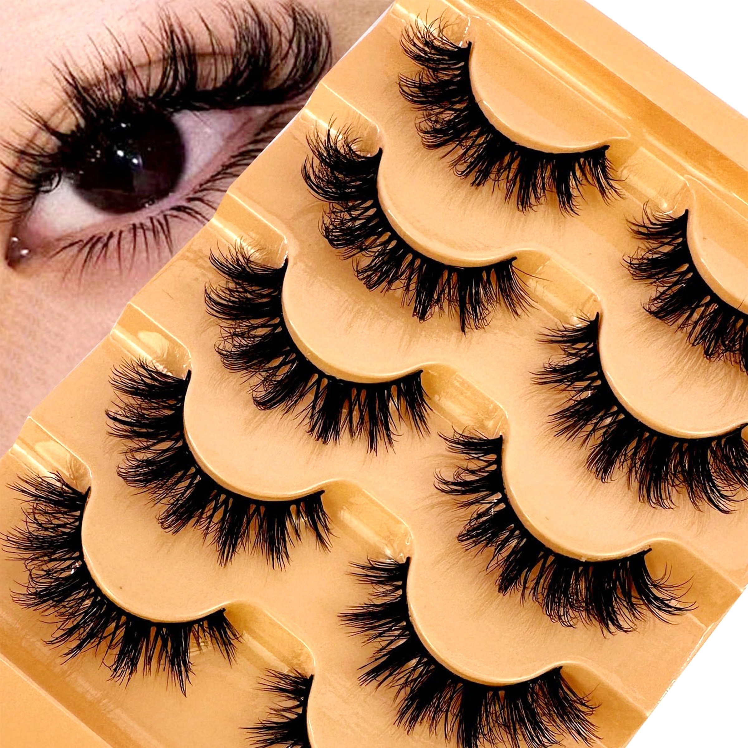 

5 Pairs Of 5d False Eyelashes, Fluffy Imitation Mink Eyelashes