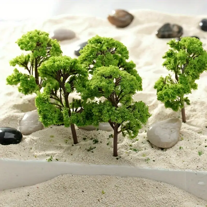 20pcs O Scale Model Trees – 1:50 Scale, Deep Green, 4 Inches Tall, Ready-Made For Train Layouts