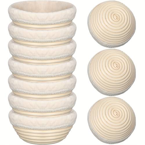 10pcs 10pcs rattan proofing basket with liner scraper tool round dough rising basket suitable for sourdough bread professional home bakers 5 inch for starter gifts for home
