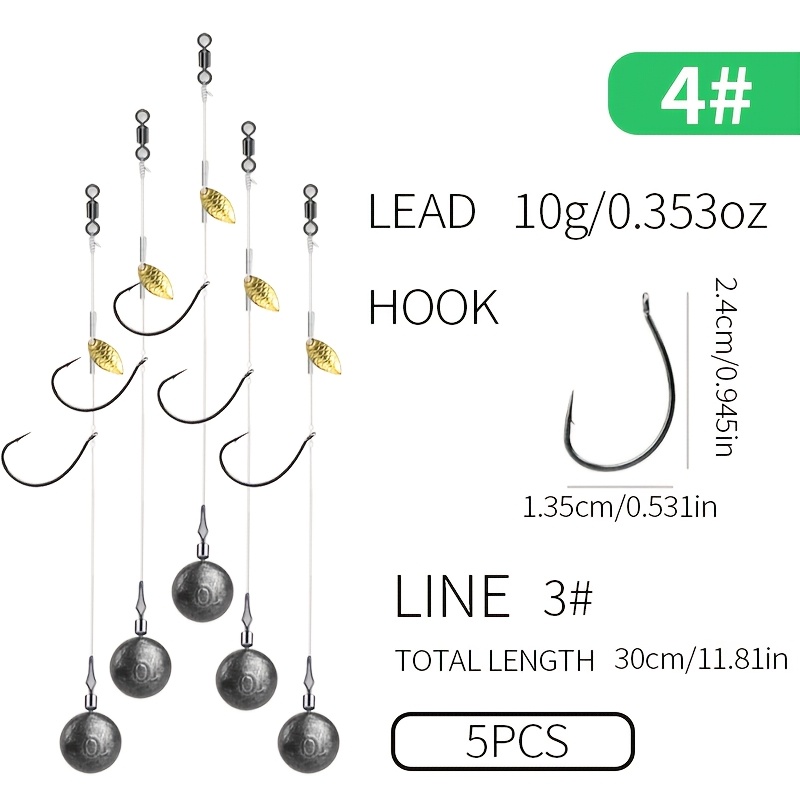 5pcs Rig Texas Rig Pre-tied Fishing Rig Fishing Tackle